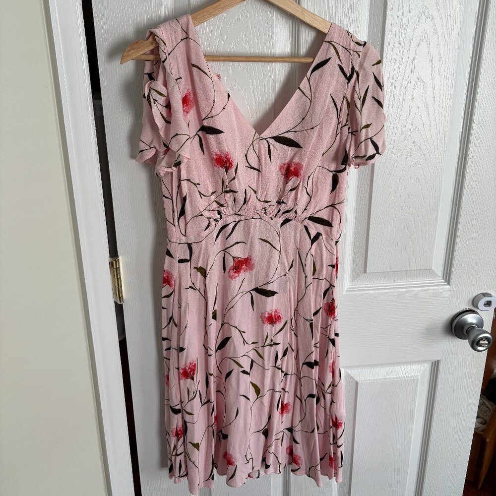 Pink Flutter Sleeve Dress